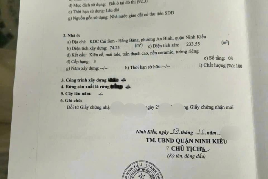 Nhà Mặt tiền Trần Hoàng Na, gần khu Hồng Phát, P An Bình, Q Ninh Kiều, Tp Cần Thơ -01