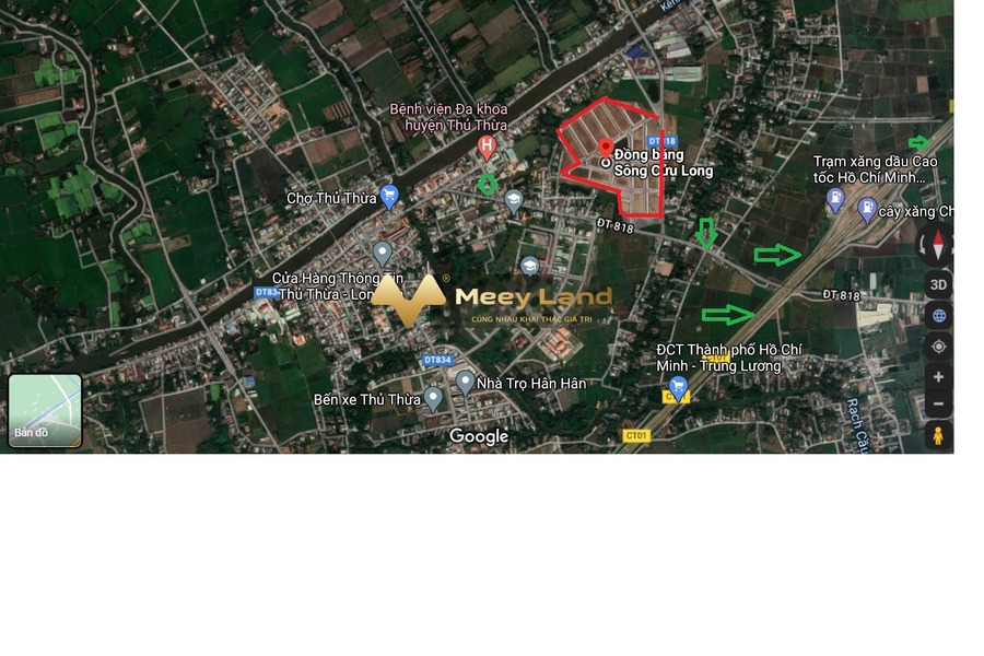Nằm trong mức 2 tỷ bán đất có dt quy ước 100 m2 nằm ở Thị Trấn Thủ Thừa, Tỉnh Long An, hướng Tây Nam-01