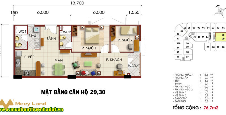 Bán căn hộ Khang Gia Phan Huy Ích, Phường 14, Quận Gò Vấp, giá 1,63 tỷ, diện tích 76m2 căn góc-01