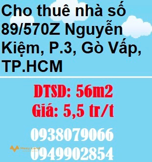 Cho thuê nhà số 89/570Z Nguyễn Kiệm, Phường 3, Gò Vấp, Hồ Chí Minh, giá 5,5 triệu/tháng