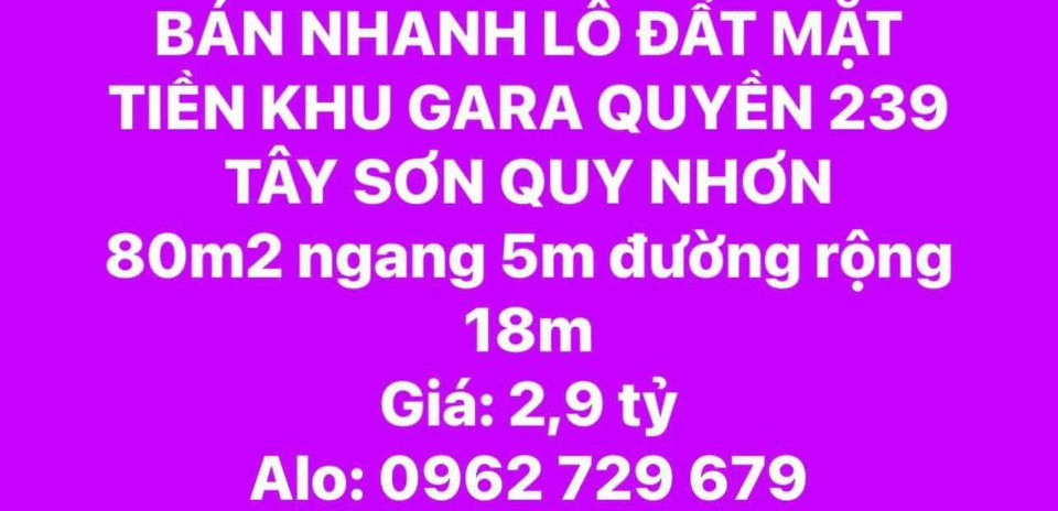 Cần bán đất thành phố Quy Nhơn, tỉnh Bình Định, giá 2.9 tỷ