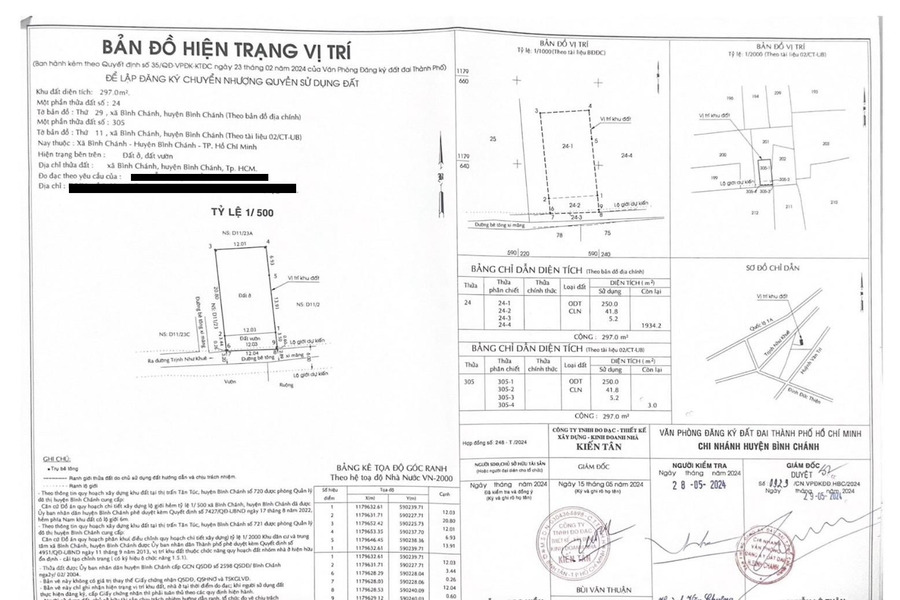 Bán 297m(250m đất ở đô thị và 47m đất trồng cây lâu năm) sổ hồng riêng chuẩn pháp lý gọi 0936 494 *** -01