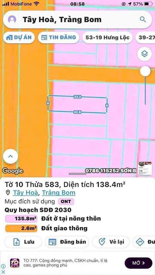 Bán đất huyện Trảng Bom tỉnh Đồng Nai giá 2.3 tỷ-1