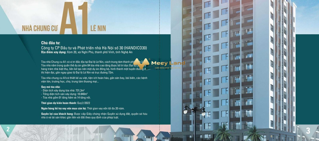 Bán căn hộ tại Handico 30 Nghi Phú, Vinh, Nghệ An. Diện tích 92m2, giá 1,33 tỷ