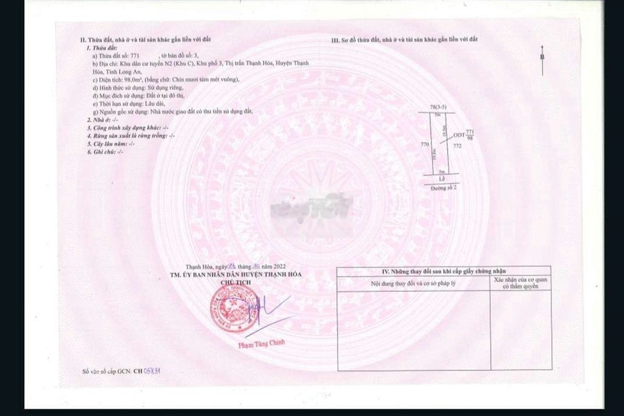 Vị trí mặt tiền ngay ở Quốc Lộ N2, Thạnh Hóa bán đất giá bán ngạc nhiên 1.95 tỷ diện tích vừa phải 100m2-01