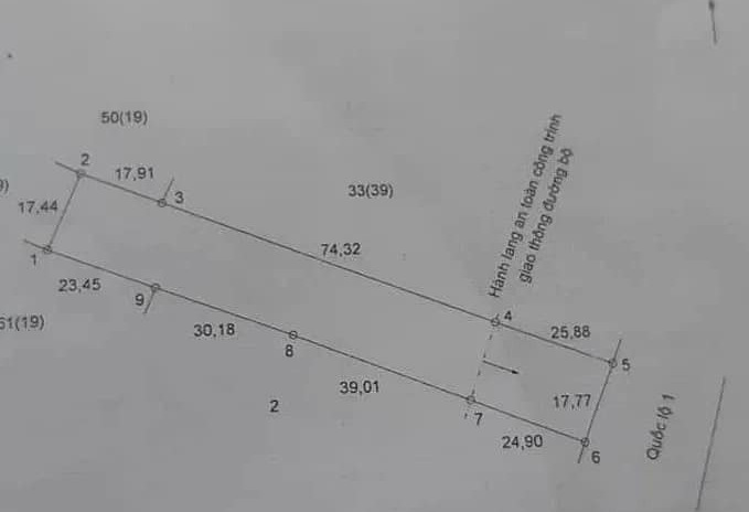 Bán đất mặt tiền quốc lộ 1A, đối diện phòng cháy chữa cháy Công an Tỉnh