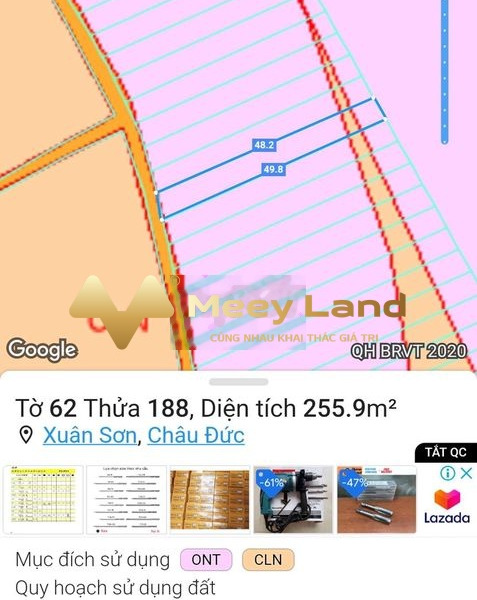 Nằm trong mức 780 triệu bán đất dt thực 220m2 vị trí mặt tiền tọa lạc ngay tại Xuân Sơn, Châu Đức-01