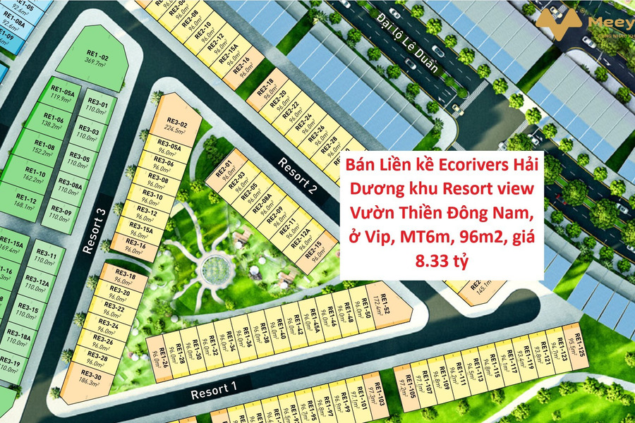 Bán liền kề Ecorivers Hải Dương khu Resort view Vườn Thiền Đông Nam, ở Vip, 96m2, giá 8,33 tỷ-01
