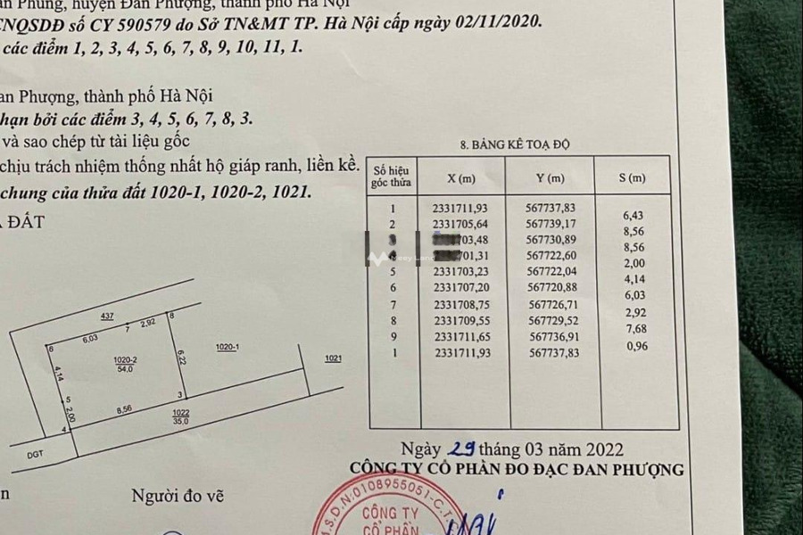 Đồng Tháp, Hà Nội 1.4 tỷ bán đất, hướng Đông diện tích thực như trên hình 54m2-01