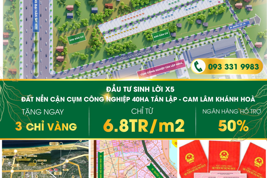 Đầu tư sinh lời x5, sở hữu ngay đất nền cận cụm công nghiệp 40ha Tân Lập, Cam Lâm-01