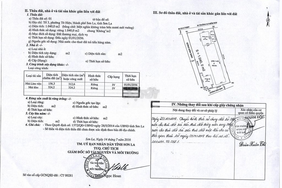 Công ty cần chuyển nhượng 1040m2 đất và tài sản trên đất tại TP Sơn La -01