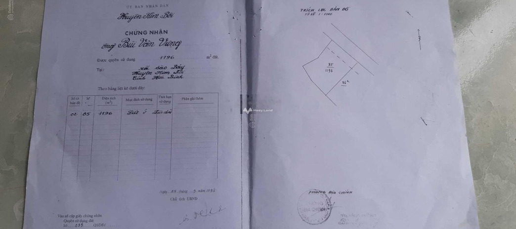 Sào Báy, Hòa Bình 20 tỷ bán đất có diện tích trung bình 1196m2