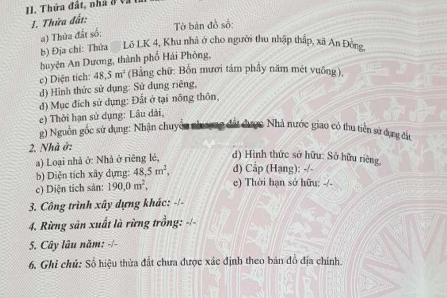 Nhà có 3 PN bán nhà bán ngay với giá cực mềm 4.45 tỷ có diện tích gồm 48.5m2 vị trí tốt đặt nằm ngay Máng Nước, Hải Phòng-01