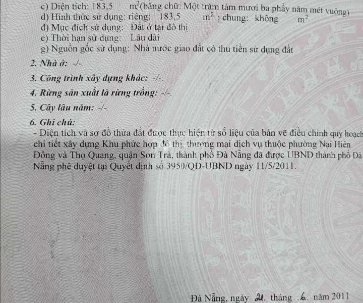 Nại Hiên Đông, Đà Nẵng 8.2 tỷ bán đất tổng diện tích là 183m2-01