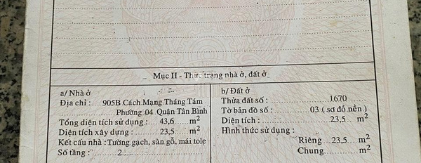 Bán nhà vị trí đặt ngay tại Cách Mạng Tháng Tám, Phường 4 bán ngay với giá hợp lý từ 2.7 tỷ diện tích khoảng 23.5m2 trong nhà nhìn chung bao gồm 2 PN-03