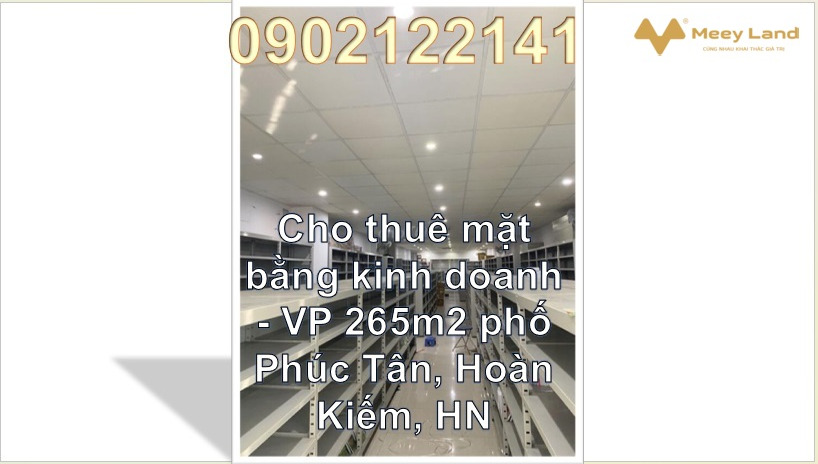 Cho thuê mặt bằng kinh doanh 265m2 phố Phúc Tân, Hoàn Kiếm