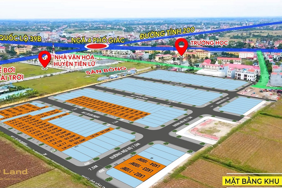 Bán gấp 3 lô đất 92,5 m2 cạnh ủy ban nhân dân Huyện Tiên Lữ, giá chỉ 15,4 triệu/m2, đường 7,5 m-01