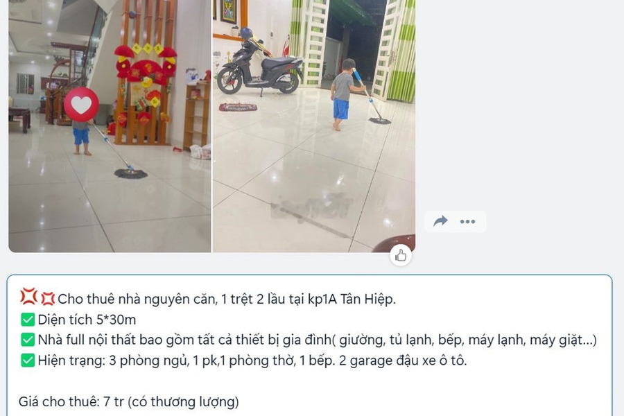 CHO THUÊ NHÀ NGUYÊN CĂN 1T2L KP1A PHƯỜNG TÂN HIỆP, THÀNH PHỐ BIÊN HOÀ -01