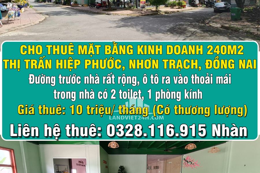 Cho thuê mặt bằng kinh doanh 240m2 thị trấn Hiệp Phước, Nhơn Trạch, Đồng Nai-01