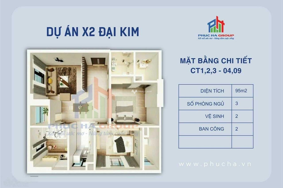 Căn hộ 3 phòng ngủ, bán căn hộ hướng Nam vị trí đặt tọa lạc ngay Đại Kim, Hà Nội, tổng quan gồm có 3 PN, 2 WC vào ở ngay-01