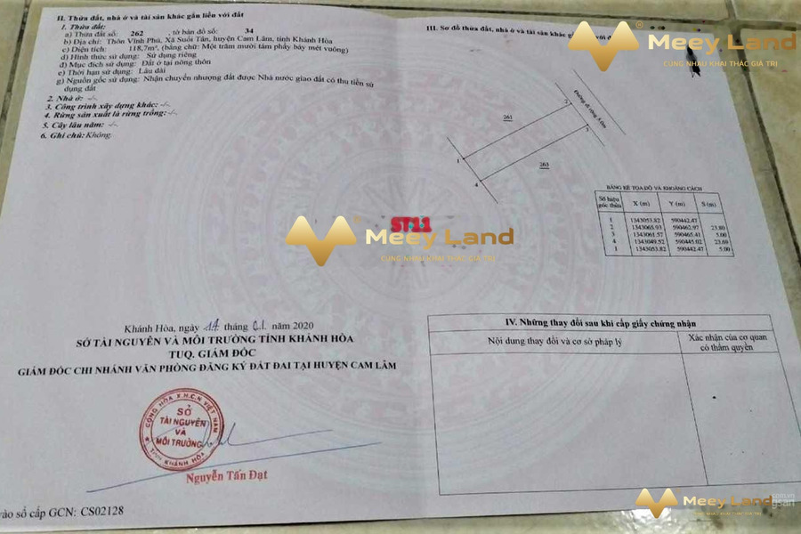 Bán đất có diện tích khoảng 101m2 vị trí thuận lợi nằm ở Suối Tân, Cam Lâm-01