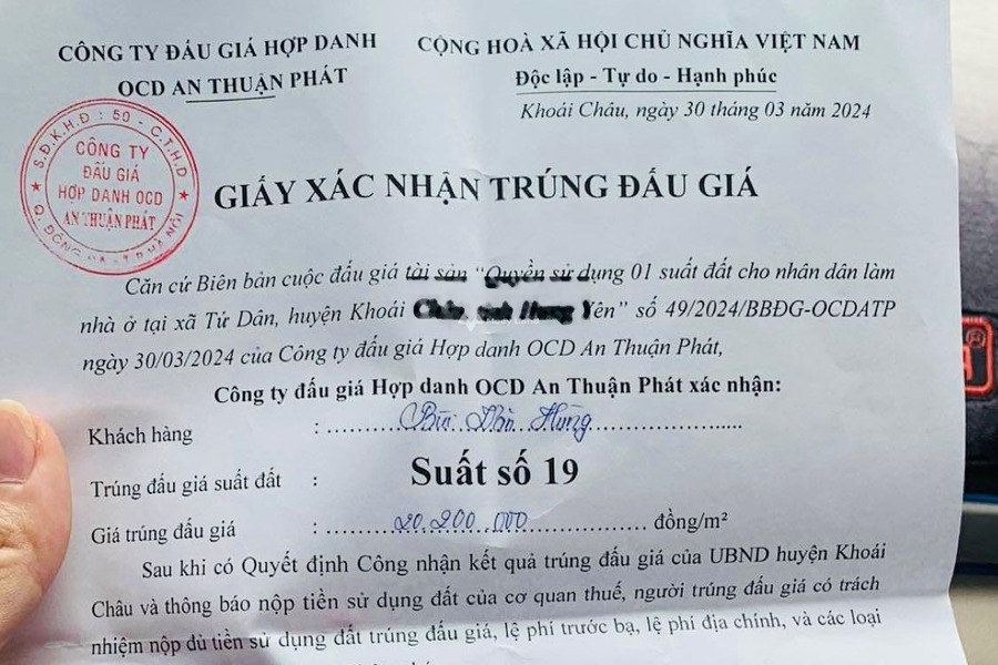 Tọa lạc gần Tứ Dân, Khoái Châu bán đất, giá khuyến mãi 2.42 tỷ diện tích chung quy 120m2-01