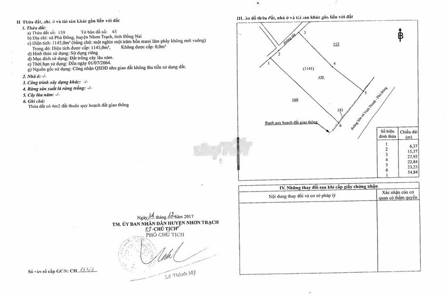 Bán 1.145 m2 mặt tiền đường liên xã Vĩnh Thanh - Phú Đông(Con Gà Vàng) -01