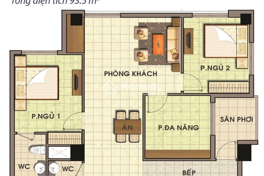 Giá 1.39 tỷ, bán chung cư diện tích chung 95m2 ngay Phú Xuân, Hồ Chí Minh, hướng Nam, ngôi căn hộ có tất cả 2 phòng ngủ, 2 WC nội thất đầy đủ-01