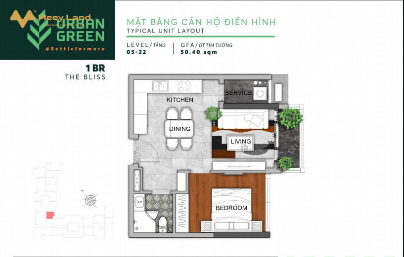 Bán căn hộ 1 phòng ngủ cao cấp - đầu tư cực tốt - Urban Green -trung tâm Thủ Đức-01