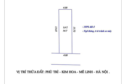 Mua bán đất Huyện Mê Linh Thành phố Hà Nội giá 1.0 tỷ