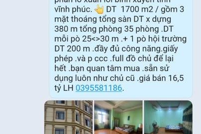 Bán khách sạn - nhà nghỉ huyện Mê Linh thành phố Hà Nội giá 16.5 tỷ