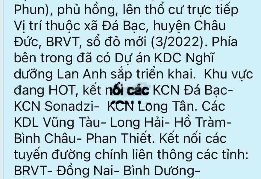 5.1 tỷ bán đất có diện tích thực 1682m2 vị trí đẹp gần Xuân Sơn-Đá Bạc, Châu Đức-01