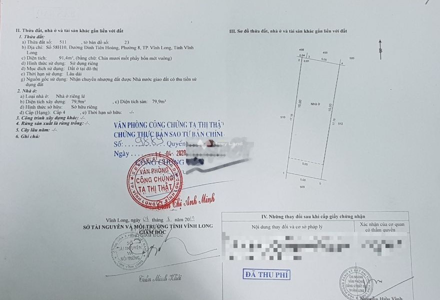 Nằm tại Đinh Tiên Hoàng, Vĩnh Long, bán nhà, bán ngay với giá công khai 1.8 tỷ diện tích rộng 91.4m2, nhìn chung gồm 2 PN ở lâu dài-01