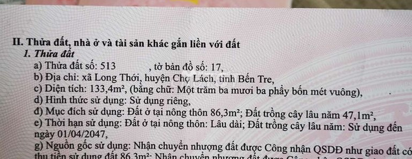 Long Thới, Chợ Lách bán đất giá khủng 680 triệu diện tích rộng rãi 135m2-03