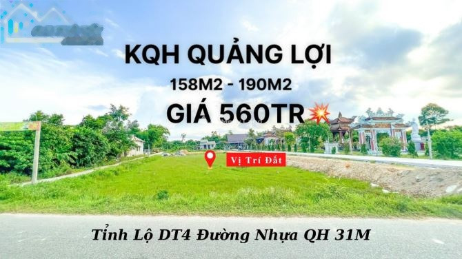 Giá bán thỏa thuận chỉ 560 triệu bán đất diện tích chung 158m2 vị trí thuận lợi nằm trên Quảng Lợi, Quảng Điền, hướng Tây Nam-01