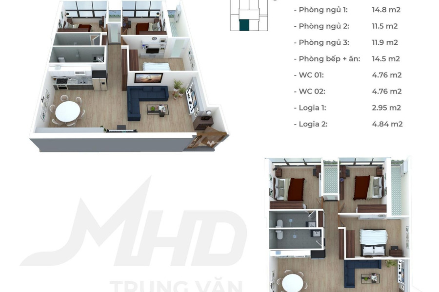 Vị trí mặt tiền ngay tại Trung Văn, Nam Từ Liêm, bán căn hộ, căn hộ nhìn chung gồm có 3 phòng ngủ, 3 WC vị trí thuận lợi-01