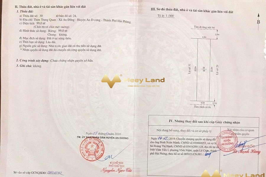 Mặt tiền tọa lạc ngay ở Xã An Đồng, Hải Phòng bán đất giá bán khủng chỉ 2.18 tỷ có dt 99m2-01