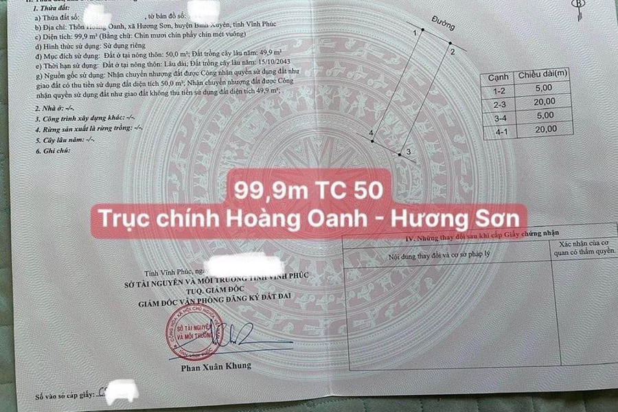 Cần bán đất huyện Bình Xuyên, tỉnh Vĩnh Phúc giá 1 tỷ-01