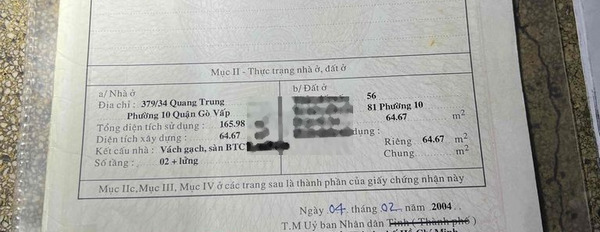 Nhà cho thuê chính chủ HXH 385 Quang Trung, P10,GV -03