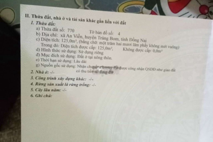 An Viễn, Đồng Nai bán đất giá bán êm 1.3 tỷ, hướng Đông diện tích thực khoảng 125m2-01