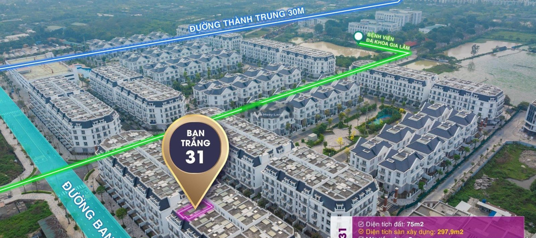 16 tỷ, bán liền kề diện tích tiêu chuẩn 75m2 gần Gia Lâm, Hà Nội, hướng Đông - Nam, tổng quan căn này thì gồm 6 phòng ngủ, 5 WC lh ngay!