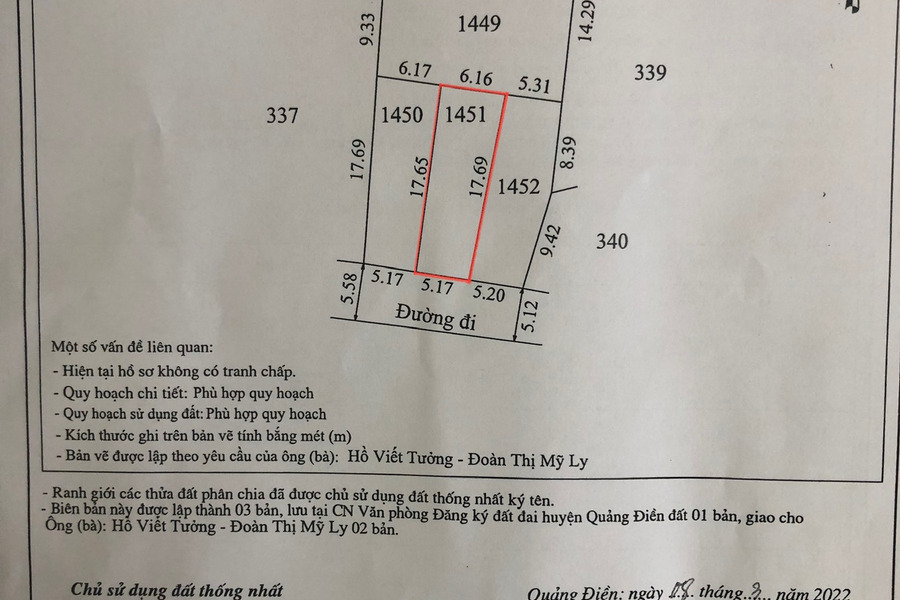 Bán đất tại Quảng Vinh, Quảng Điền, Thừa Thiên Huế. Diện tích 100m2, giá 660 triệu-01