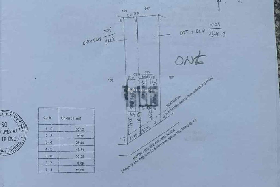 Bàu Bàng, Bình Dương 2.58 tỷ bán đất, hướng Đông Nam diện tích cụ thể 1379m2-01