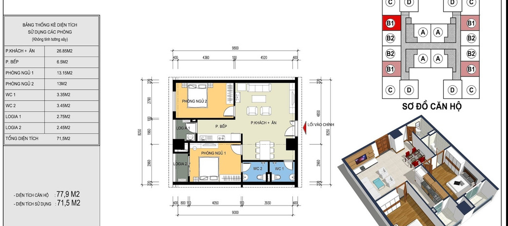 Chủ nhà gửi bán nhanh căn hộ 2 phòng ngủ (72m2) chung cư CT36 Xuân La.