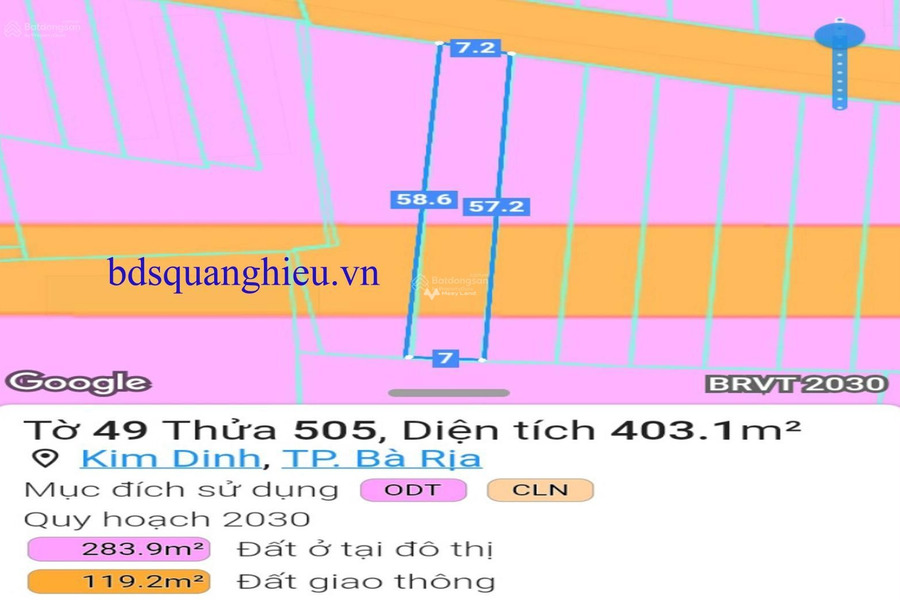 Kim Dinh, Bà Rịa-Vũng Tàu 3.73 tỷ bán đất, hướng Bắc diện tích thực như trên hình 393m2-01