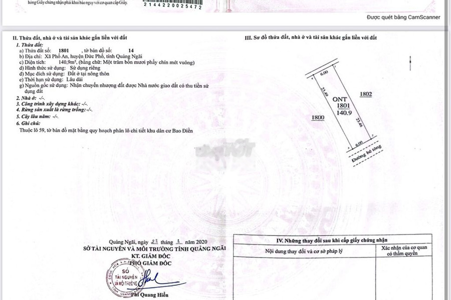 Có vấn đề về tài chính bán mảnh đất, 141m2 giá bán thương mại từ 520 triệu vị trí nằm ngay Phổ An, Đức Phổ giao thông thuận lợi-01