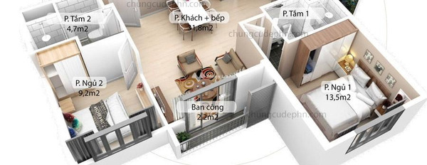 Hướng Đông - Bắc, bán căn hộ vị trí đẹp gần Xuân Quan, Hưng Yên, tổng quan bên trong căn hộ gồm 2 phòng ngủ, 2 WC khu vực dân cư-02