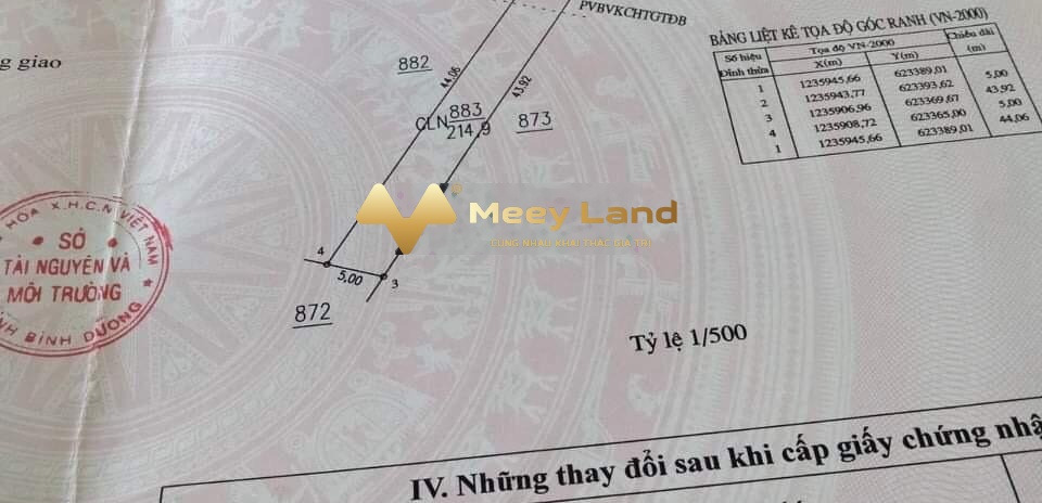 Vị trí tiện lợi Huyện Bắc Tân Uyên, Tỉnh Bình Dương bán đất giá rẻ chỉ 1.6 tỷ có diện tích khoảng 216m2