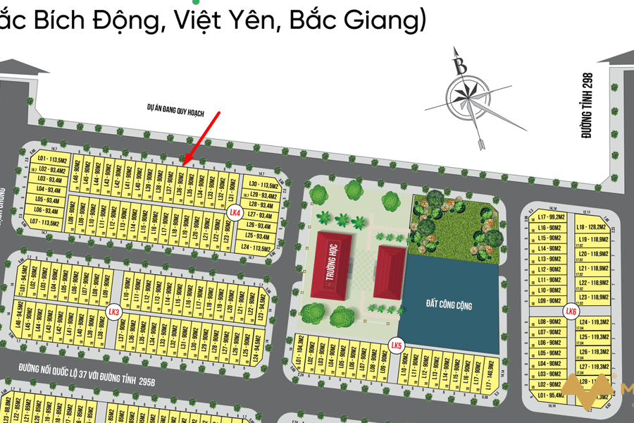 Cần tiền bán lô đất sổ đỏ liền kề 4.36 (90m2) hướng Đông Bắc. Gần trường học, gần trục đường tỉnh 298-01