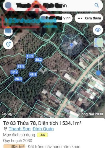 Giá bán hợp lý 550 triệu bán đất có một diện tích là 1534m2 vị trí đặt nằm ngay Thanh Sơn, Định Quán, hướng Đông Nam-01